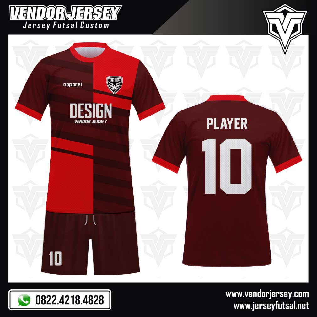 Desain Seragam Bola Futsal Il Rosso Kombinasi Merah