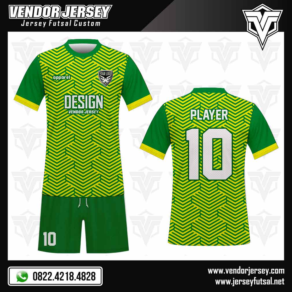 Desain baju bola Vistack warna hijau