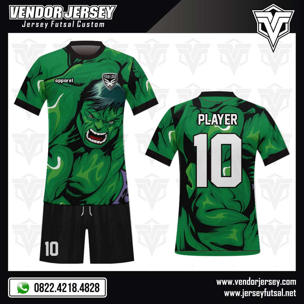 Desain Jersey Bola Futsal Code Hulk Tampil Sangar warna hijau
